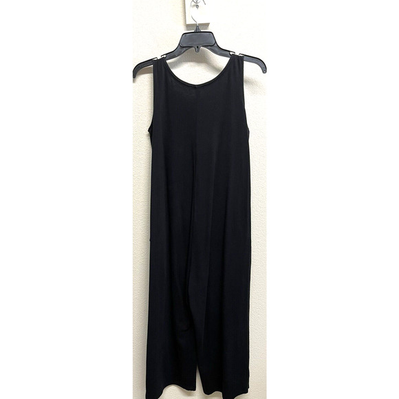 Eileen Fisher Cozy Brushed Terry Hug Wide Leg Crop Jumpsuit Size XS Black - Picture 5 of 11